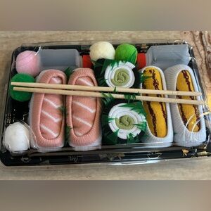 NWT Sushi Socks Bento Box - Unique Gift for Foodies & Sushi Lovers ~ 3 Pairs